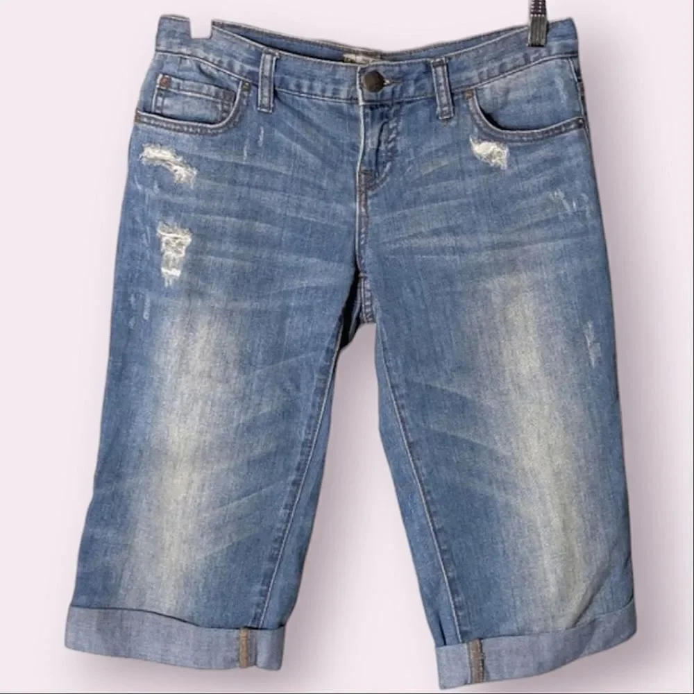 Free People Low Rise Stretch Denim Cuffed Bermuda Shorts size 26